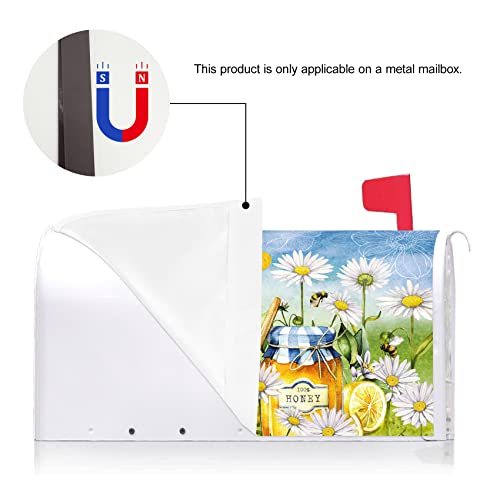 Image of Texupday Spring Bee Gnome Honey Daisy Floral Decoration Mailbox Cover with Magnetic Strip Summer Mailbox Wraps Post Letter Box Cover Standard Size 21 inch X 18 inch for Garden Outdoor Yard Decor