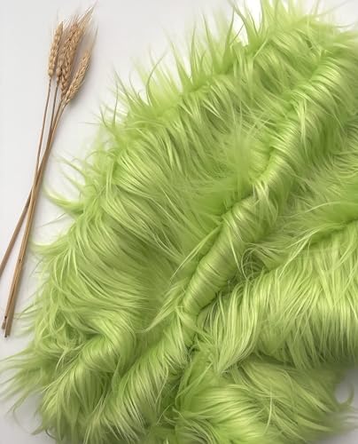 Bianna Lime Green Faux Fur Fabric, by The Yard, American Seller, Luxury Shag Shaggy Material for Crafting, Sewing, Costumes, Fursuits, Home Decor (8x8 inches)