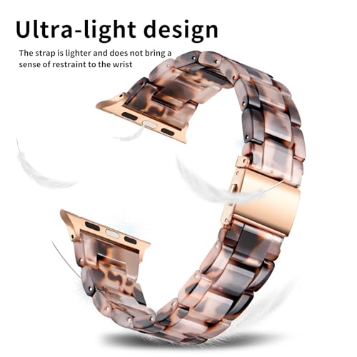 Image of Bestig Resin Band Compatible with Apple Watch Bands for Women 40mm 38mm 41mm 42mm(Series 11 10), Lightweight Waterproof Strap for iWatch Series 10 9 8 7 6 5 4 3 2 1 SE Men(Black Agate)