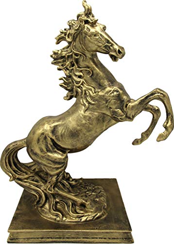 Sculpture cheval sauvage or 45cm | Figurine déco baroque