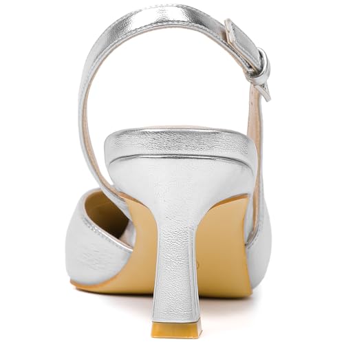 Image of Mostrin Kitten Heels for Women Slingback Pointed Closed Toe Heels Women's Pumps Shoes for Wedding, Party, Commuting