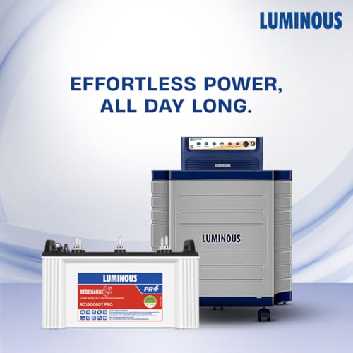 Luminous Inverter & Battery Combo (Power sine 800 Pure Sine Wave 700VA/12V Inverter with RC 18000ST PRO Short Tubular 150Ah Battery + Trolley) for Home, Office & Shops view 2