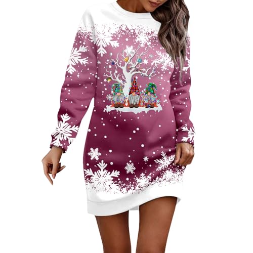 Winterkleid Damen Kleid Tunika Minikleid Langarm Weihnachtskostüm Partykleid Elegant Knielang Pullover Kleid Langes Weihnachten Kleider Elegant...