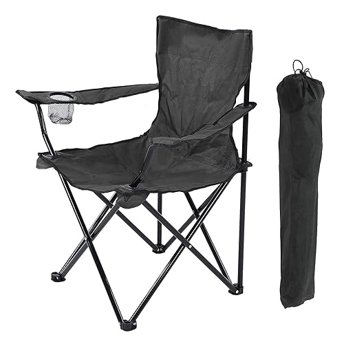 Nylon Camping Folding Chair Outdoor Garden,Picnic,Travelling,Lawn,Patio Outdoor Collapsible Chairs With Carrying Bag(Black)
