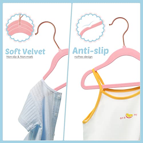 Kids Velvet Hangers Baby Hangers For Closet, Duducofu 30 Pack 11.8 Inch Pink Velvet Hangers Baby Clothes Hangers Non Slip Kids Felt Hangers With 360 Degree Swivel Hook Toddler Hangers For Closet #TOP4