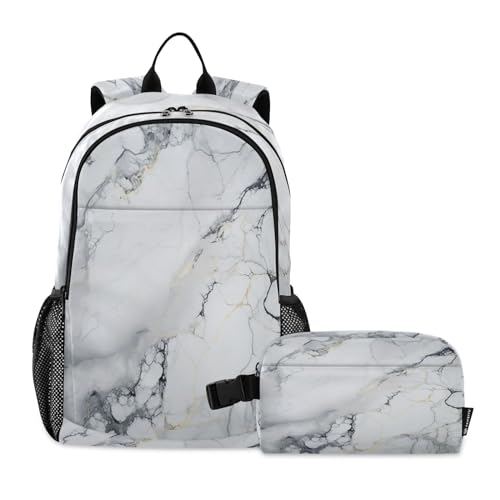 Sac à dos marbre pour ranger classeurs et repas sans s'épuiser