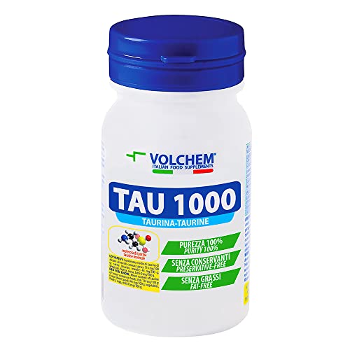 Volchem Tau 1000, Integratore Alimentare a Base di Taurina, Potere Antiossidante, Senza Conservanti, Barattolo da 60 Compresse, 78 g