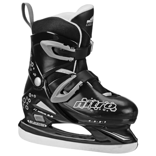 Lake Placid Boys Nitro 8.8 Adjustable Figure Ice Skate, Grey/Black, Medium (1-4)