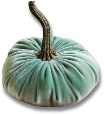 Your Heart's Content Sage Small Velvet Pumpkin, Handmade Home Dec...