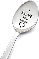 I Love You More Engraved Coffee Spoon - Romantic Stainless Steel Gift for Couples, Him Her Anniversary Birthday Christmas (8 Inch)