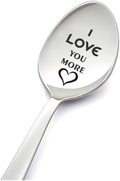 I Love You More Spoon Gifts for Him Her Anniversary Christmas Gift for Boyfriend Girlfriend Romantic Birthday Gifts for Wife Husband Couples 8 Inch Coffee Spoon