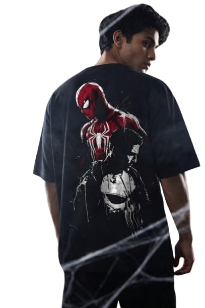 teeyatra Men’s Graphic Printed T-Shirt – Superhero Inspired Spider Design Back Print, Oversized Casual Cotton Tee for Men-picture-15