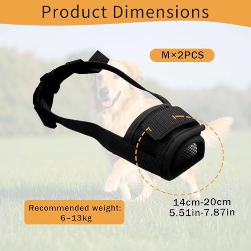 Fysaran Maulkorb für Hunde, Gitterdesign Verstellbare Maulkorb mit Klettverschluss Sicher Atmungsaktives Bellen und Kauen Netzmaulkorb für Kleine Große und Hunde (M: 14-20 cm)