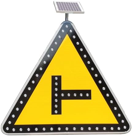 Customizable Solar LED Traffic Sign - 24" Blinking Street Light, Waterproof IP65, Solar-Powered Safety Sign for Highways & Pedestrian Crossings, Red Color