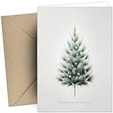brint.® Weihnachtskarten mit Umschlägen (Kraftpapier) - 20 Stück | Tannenzauber | Weihnachtskarten-Set schlicht & edel | A6 exklusiv Klappkarten mit Umschlag Set geschäftlich Team Firma Tannenbaum