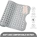 TEESHLY Bath Tub and Shower Mats, Non Slip 40 x 16 Inch Extra Large Bathtub Mat, Machine Washable Bathmat with Drain Holes, Suction Cups for Bathroom Floor, Gray