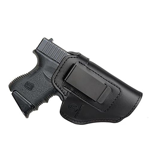 Kosibate - Funda de Piel para Glock 19 23 43 26/S&W M&P Shield 9 mm/Sig P365 P229 P320 P328/Springfield XD & XDS (Todos los Tamaños similares), Negro