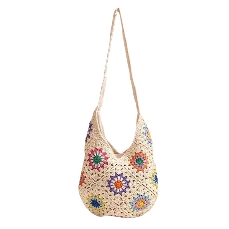 Bolso Ganchillo Flores Bolso de mujer, bolso de hombro de punto, bolso cruzado con flores, bolso de ganchillo, bolso de playa