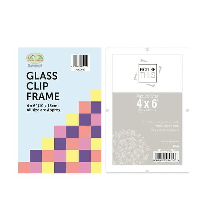 M1SS 4 x 6 inches Clip Frame Set, Glass Options, 10 x 15 cm, Pack of 4 (4 x Glass-Front 4" x 6" Clips Frames)