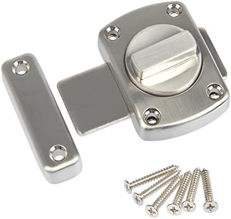 1Pack Chrome Door Bolt, Bathroom Toilet Door Latch for Securing Internal Doors FOCCTS Rotate Door Lock Bolt Gate Latch Door Lock with Brushed Surface & Zinc Alloy Material