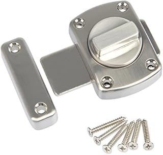 1Pack Chrome Door Bolt, Bathroom Toilet Door Latch for Securing Internal Doors FOCCTS Rotate Door Lock Bolt Gate Latch Door Lock with Brushed Surface & Zinc Alloy Material