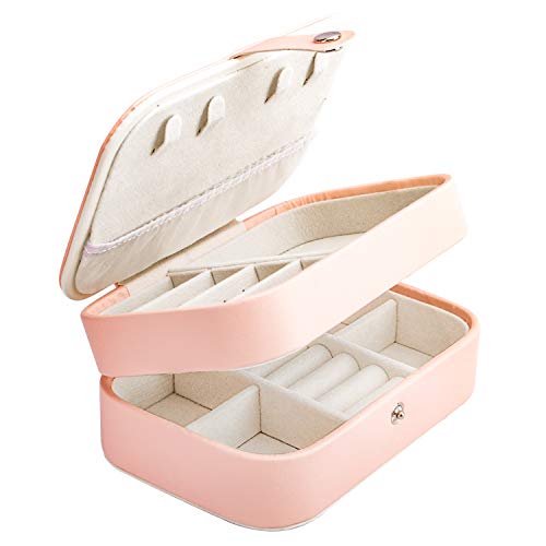 BS Burning Secret Faux Leather Jewellery Case and Display Case 2 Layers with Mirror for Rings, Earrings, Necklace, Bracelets, Organiser, Jewellery Storage Boxes, Orange