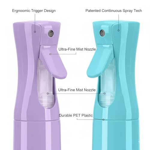 2 Stück Friseursprühflaschen, Feinnebel-Sprühflasche 200ml, Kontinuierliche Wassersprühflasche, Wassernebel, Auslaufsicher, Sprühkopf für Haare, Gesicht, Pflanzen, Wiederbefüllbar Sprühflaschen
