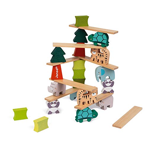 Janod-Los Animales equilibristas-Juego de Equilibrio-Juguete Educativo de estímulo-Desarrolla la motricidad Fina-Colaboración con WWF-Certificado FSC-A Partir de 2 años (JURATOYS J08613)