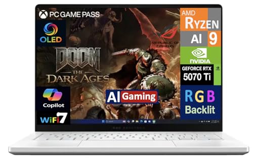 Image of ASUS ROG Zephyrus AI Gaming Laptop 14.0 inch 120Hz OLED 2.8K Display (AMD Ryzen AI 9 HX 370, GeForce RTX 5070 Ti 12GB, 32GB LPDDR5X, 4TB PCIe SSD, RGB KB, WiFi 7, Webcam, Win 11 Pro) w /USB-C Dock