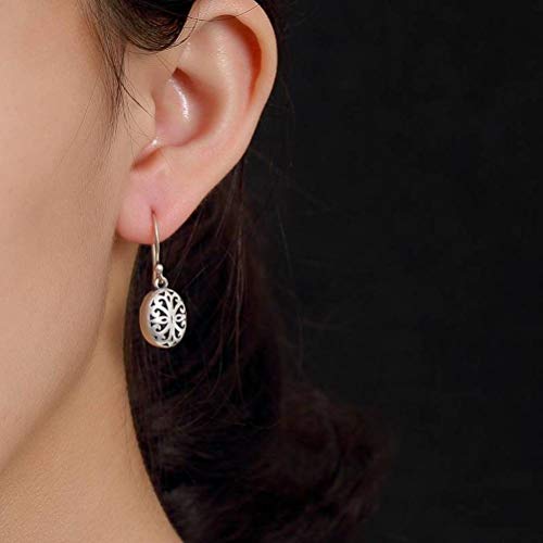 Boucles d'oreilles argent sterling S990 style chinois fleur creuse - 6