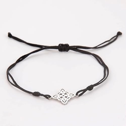 Miniatura 5 de Pulsera de nudo de brujas en capas para mujeres y hombres, estilo geométrico de acero inoxidable, elegante, nudo de bruja, pulseras de doble cuerda,