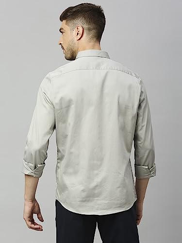 Image of Thomas Scott Men's | Solid | Full Sleeve | Slim Fit | Cotton Blend | Spread Collar | Casual Shirt