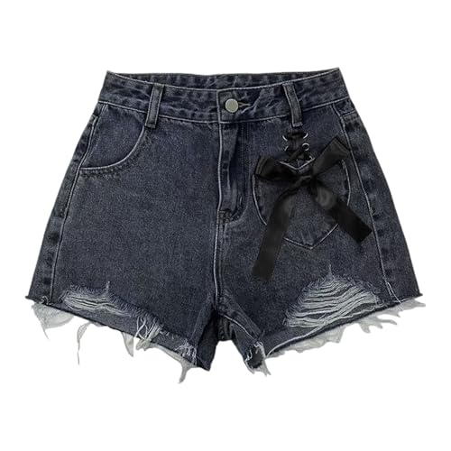 Short en jean haute effet vieilli à jambes larges offrant confort maximal et coupe ample - 3