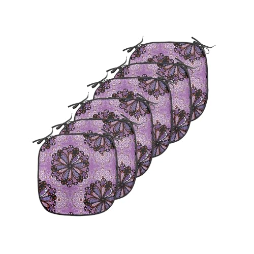 Ambesonne Purple Mandala Chair Seating Cushion Set of 6, Vintage