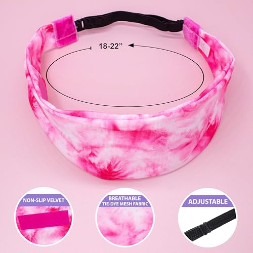 Image of FROG SAC Sport Headbands for Girls, Adjustable Non Slip Athletic Sports Hair Bands for Women, Stretch Elastic Workout Mesh Headband for Yoga Running Exercise Soccer (Tie Dye)