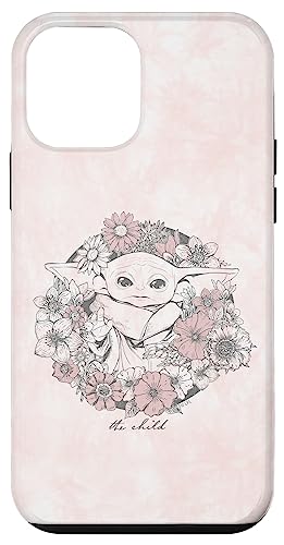 Coque iPhone 12 Mini Star Wars Mandalorian Grogu protection silicone rigide motif rose fille