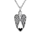 HooAMI Heart Angel Wings Memorial Urn Necklace Cremation Ashes Keepsake Pendant - Funnel Filler Kit