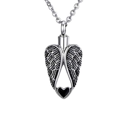 HooAMI Heart Angel Wings Memorial Urn Necklace Cremation Ashes Jewelry Keepsake Pendant - Funnel Filler Kit