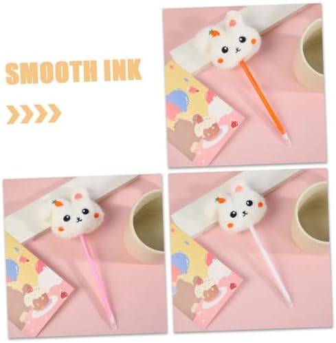 NUOBESTY 3 parça sevimli tavşan şeklinde tükenmez kalem, pelüş yazı gereçleri, ofis ve sınıf için, Kawaii kırtasiye malzemeleri, yumuşak - Görsel 3