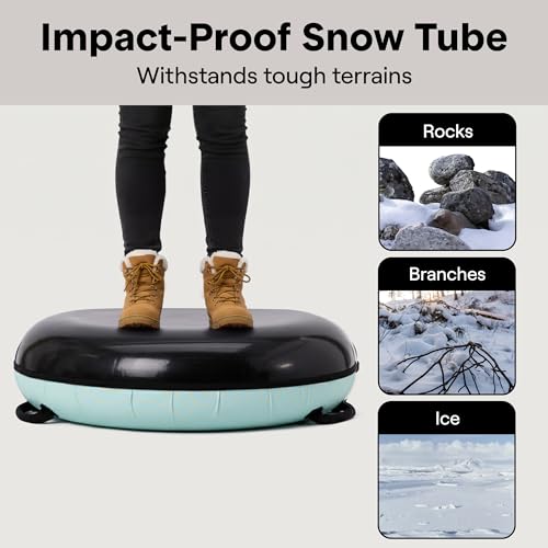 SereneLife Snow Tube for Sledding, 40" Inflatable Snow Tubes Heavy Duty w/Durable Anti Wear Material for Outdoor Fun, Puncture Resistant Hard Bottom, Includes Seat Cover & Tow Strap for Kids & Adults by SereneLife - Image 3