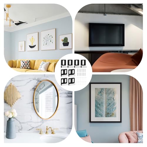 Image of 8pcs Metal Mirror Clips, 2 Styles Wide Channel Hangers for Frameless Mounting Hardware, Heavy Holder Hanging Clips with Screws for Wall Mounting Billboard