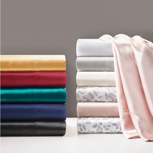 Image of Madison Park Essentials Set of 2 Satin Pillowcase for Hair & Skin, Luxuriously Soft, Silky with Natural Sheen Luster, Cool to Touch, Wrinkle-Free, Machine Washable, Standard Taupe Leopard 2 Piece