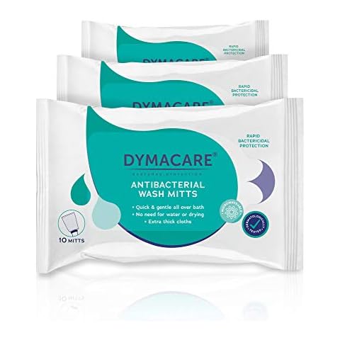 DYMACARE Hygienic Wash Mitts | Rinse-Free, Alcohol-Free Adult Body Wash Cloths | Wet Wipe Mitts for Body, Hands & Face Cover