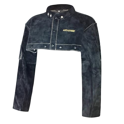 Image of ANTAITHER Split Cowhide Leather Welding Cape Sleeve - Superior Heat & Flame Resistance for Heavy-Duty Protection (L)