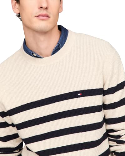 Tommy Hilfiger Men's Waffle Knit Crewneck Sweater Lightweight Pullover, Also Available in Big & Tall2