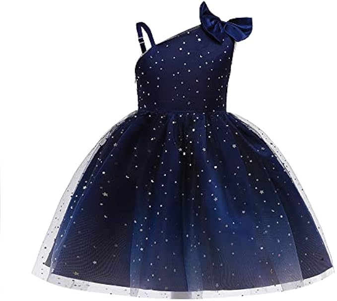AVAZU 2-8T Toddler Girl One Shoulder Dresses Baby Formal Party Wedding Flower Bowknot Dress