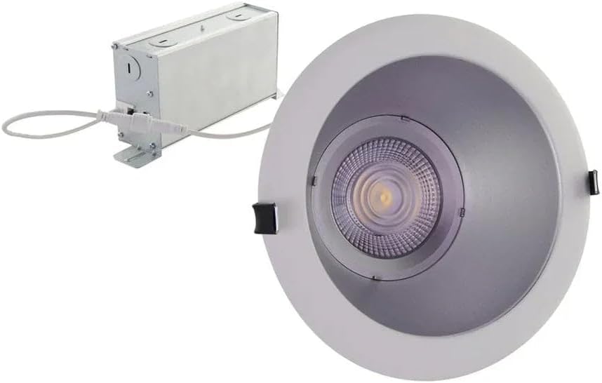 Satco CCT and Wattage Selectable LED Commercial Recessed Downlight, 6 Inches, Silver