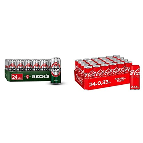 BECK’S Pils Dosenbier, EINWEG (24 x 0.5 l), Pils Bier, Standard Edition & Coca-Cola Classic, Pure Erfrischung mit unverwechselbarem Coke Geschmack in stylischem Kultdesign, EINWEG Dose (24 x 330 ml)