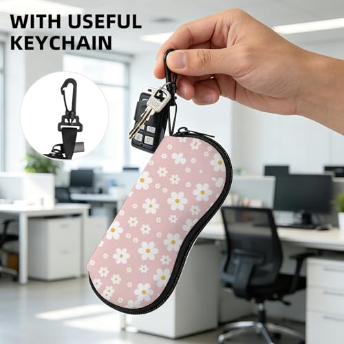 Image of Sunglasses Soft Case, Cute Ultra Light Portable Neoprene Zipper Eyeglass Glasses Case with Belt Clip for Men Women