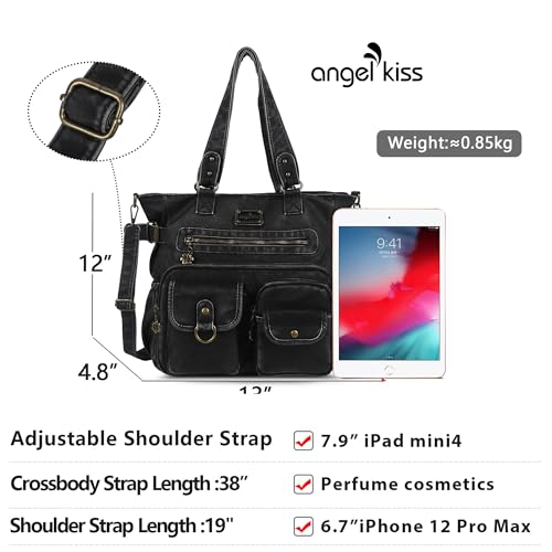 Angelkiss Purses Handbags for Women PU Tote Satchel Bags for Women Pockets Shoulder Bags…3